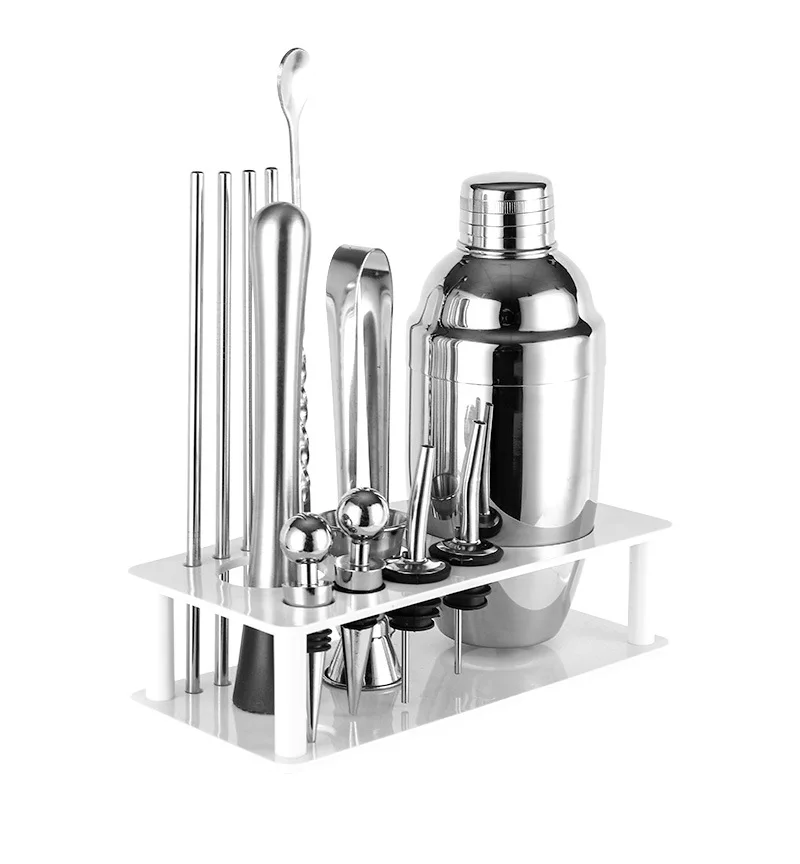 350/550ml Stainless Steel Cocktail Shaker Mixer Rack Kit Bar Bartender Tool Set