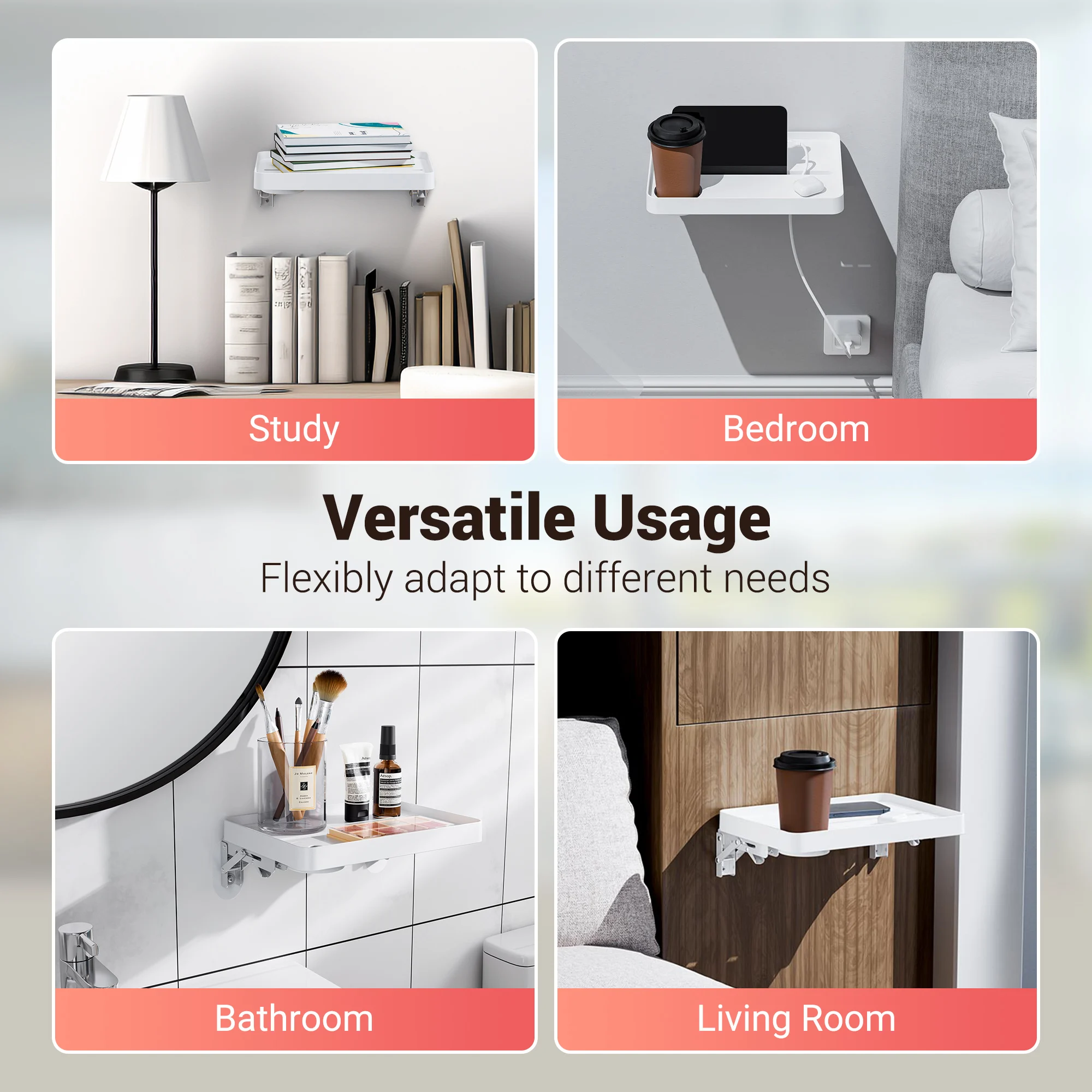 An der Wand montierter Drop-Leaf-Tisch, klappbarer Schreibtisch, Drop-Down-Tisch, schwebender Schreibtisch, Schminktisch für Badezimmer, Zuhause, Büro, kleiner Raum – Detail 6
