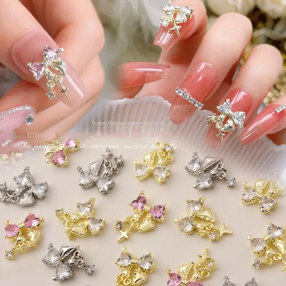 

Women Bowknot Nail Charms Star Pendant Bow Nail Decorations Nail Drills Manicure Accessories Star Nail Rhinestones