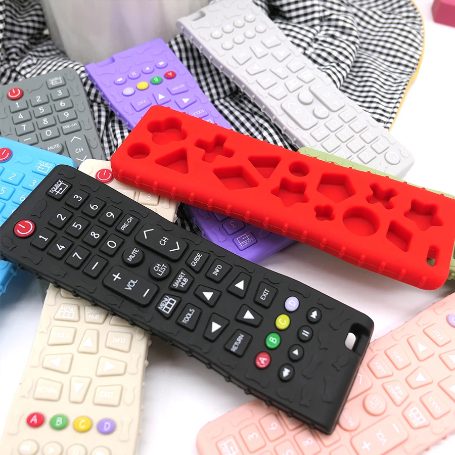 1PC Silicone Baby Toys TV Remote Control Shape Teether Toy BPA Free Silicone Teething Chewing Toy Sensory Baby Accessories 5
