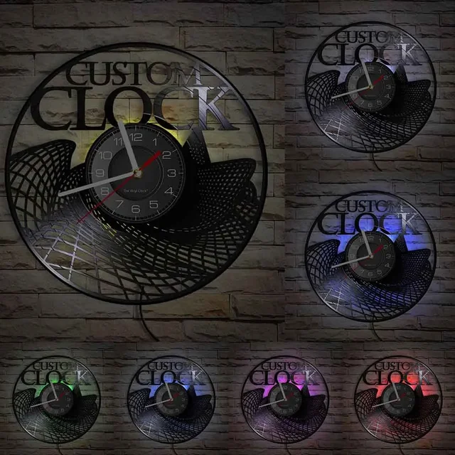 Custom Order Your Design And Logo Personal Personalized Vinyl Clock Vintage Customization Record Watch Timepieces New Year Gift 6