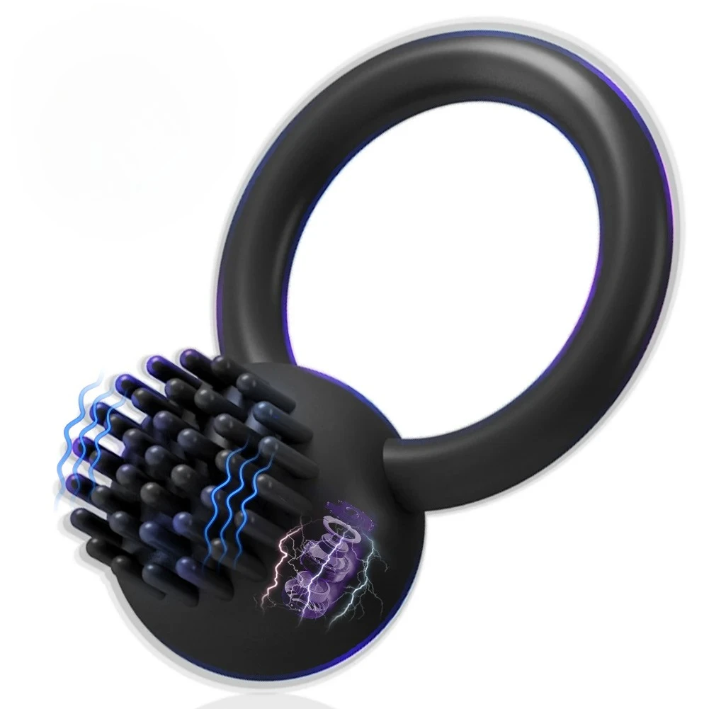 USB Rechargeable Silicone Penis Cock Ring Vibrator Erection Strong Stimulating Clitoris 10 Modes for Couples Delay Ejaculation