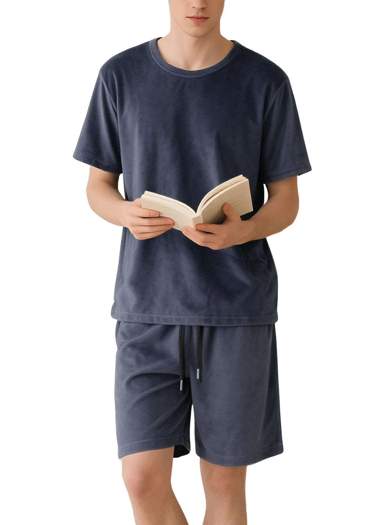 2026 Neues Herren-Set aus Wildleder: Lässiges Sport-T-Shirt mit kurzen Ärmeln und Shorts, einfarbig, Rundhals, Loungewear, Streetwear-Outfits – Detail 30