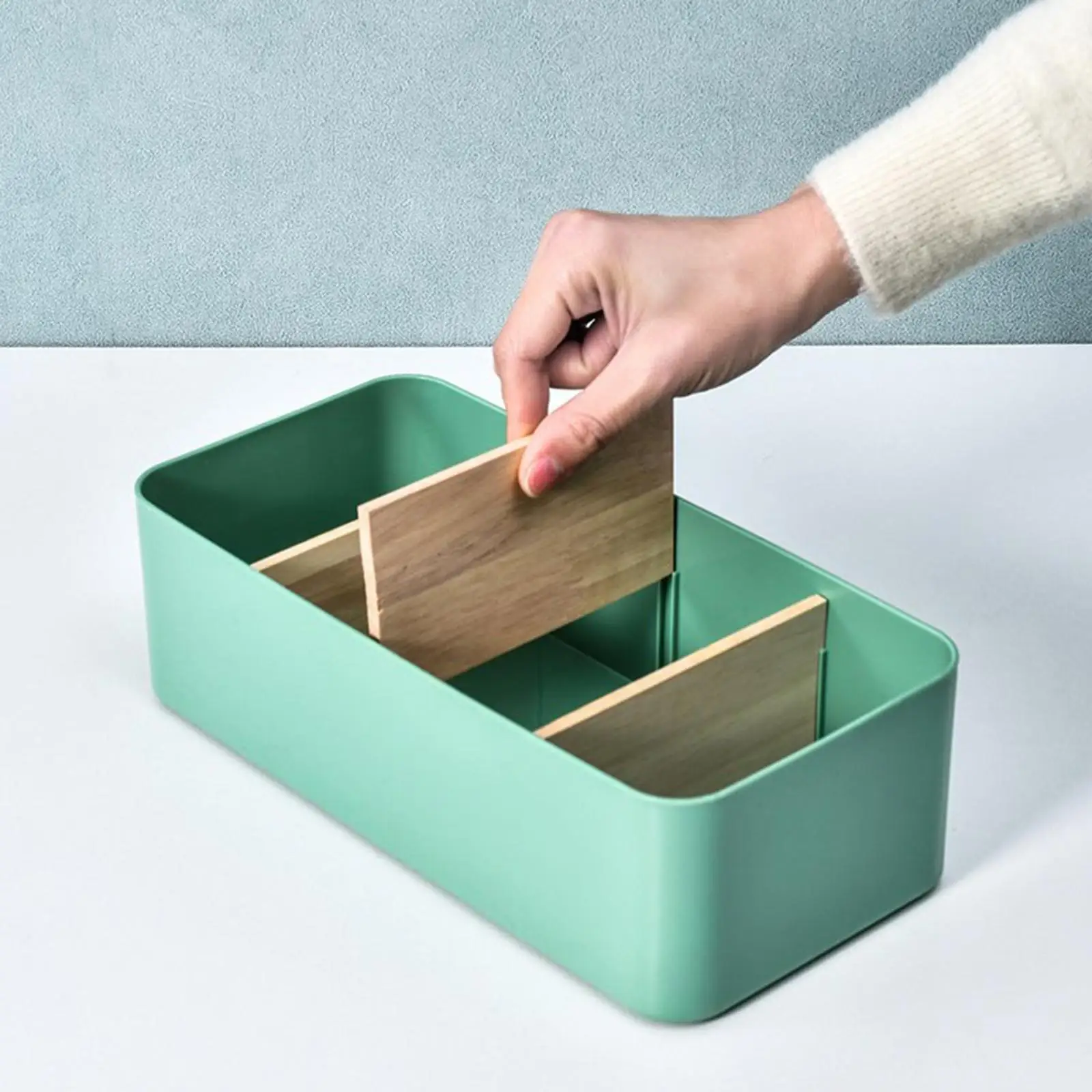 Pencil Card Holder Box Container Space Saving with Compartment Cosmetic Make up Organizer Desktop for Remotes End Table Desktop