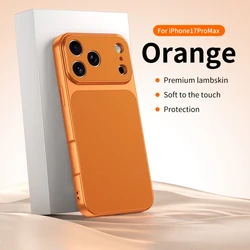 Luxury Faux Sheepskin Shockproof Phone Case with Matte Skin Back Cover - iPhone 12 Pro Max (Orange)