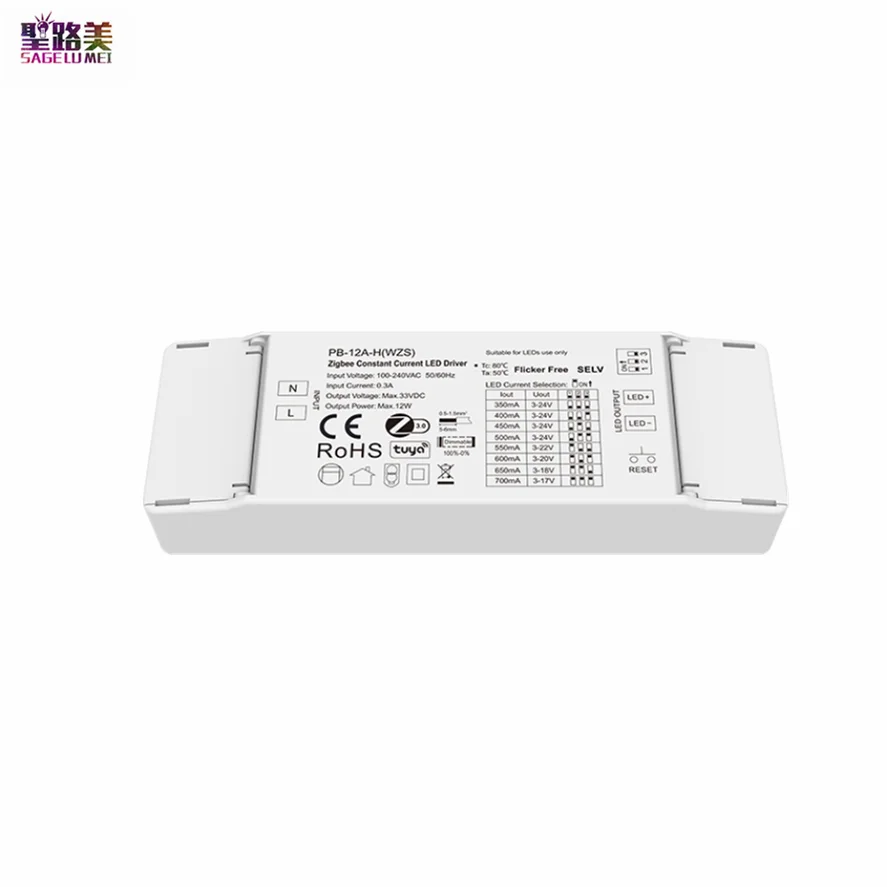 

AC110V-220V To 3-24VDC 1CH*(350-700mA) 12W Zigbee 3.0 Constant Current LED Driver 9-45VDC 100-450mA Controller For Lamp Beads