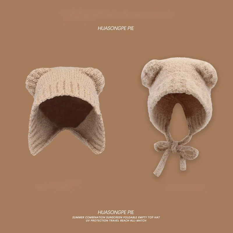 Cappello teddy bear in maglia con protezione per le orecchie_voghion.com