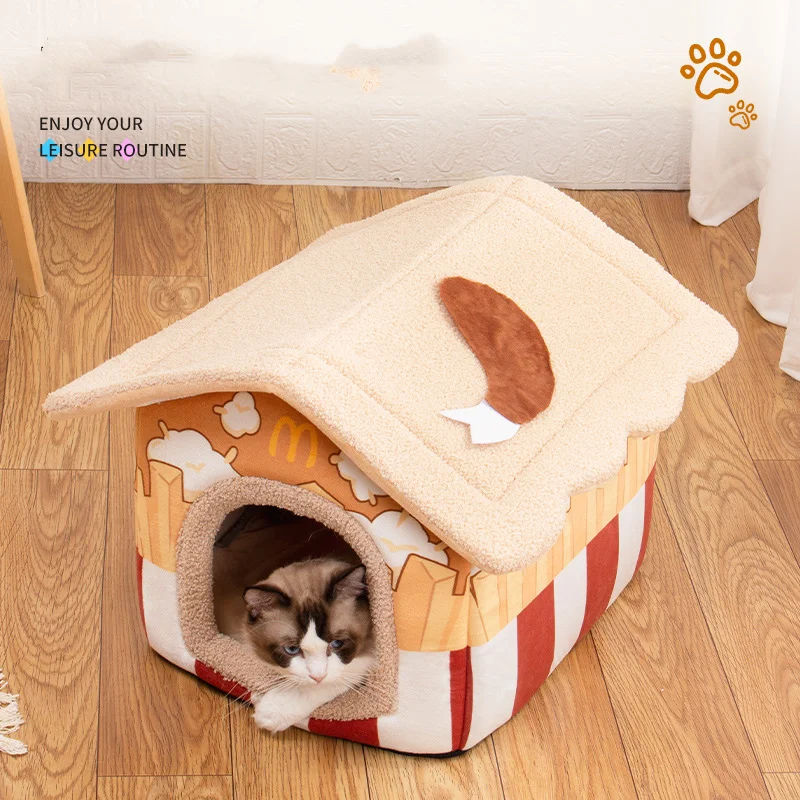 

Pet dog bed house cat nest dog house cat bed kennel pet bed warm princess bed dog beds for small dogs cat house washable
