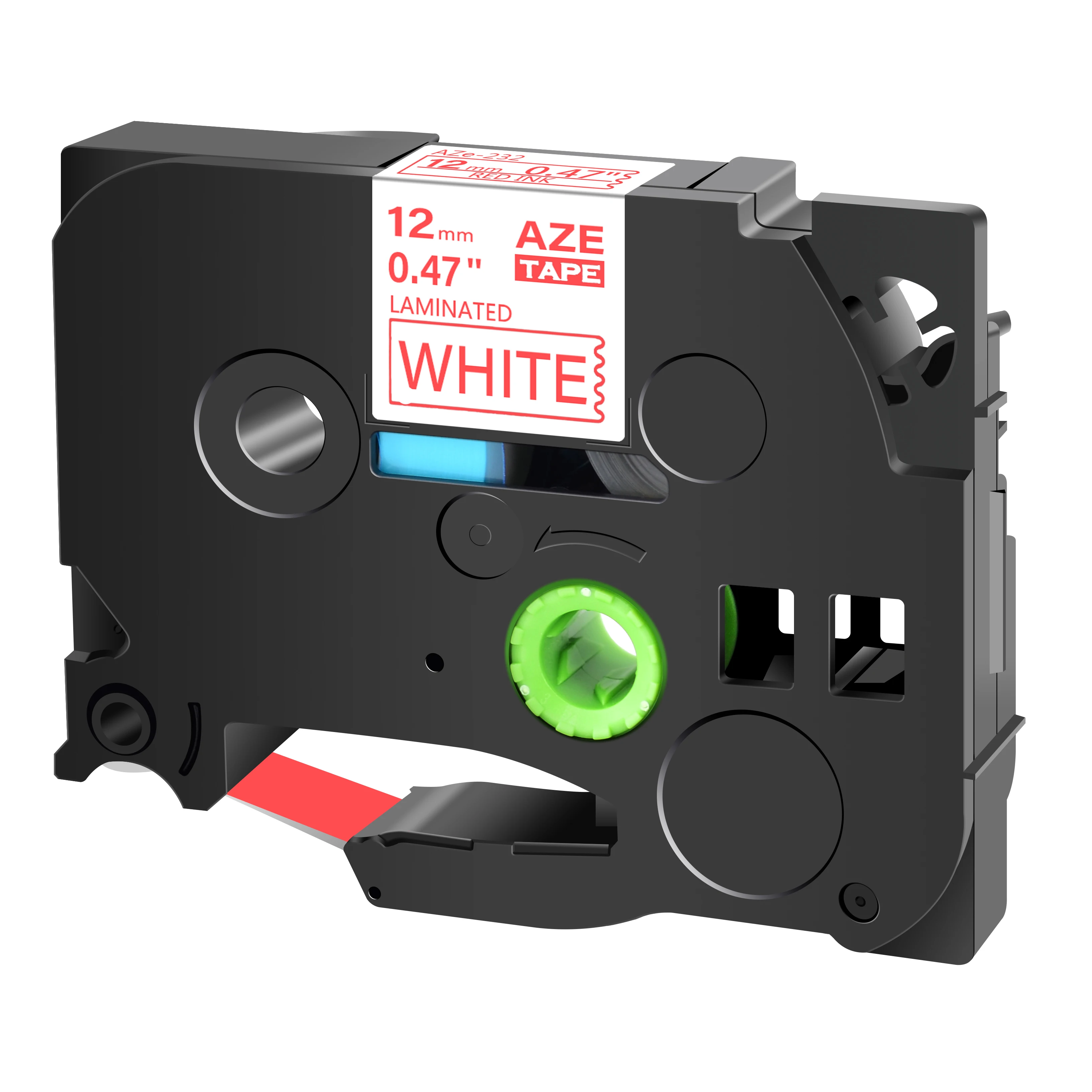 Versatile Black on White Labeling Tape for P-Touch Label Makers, 12mm Width