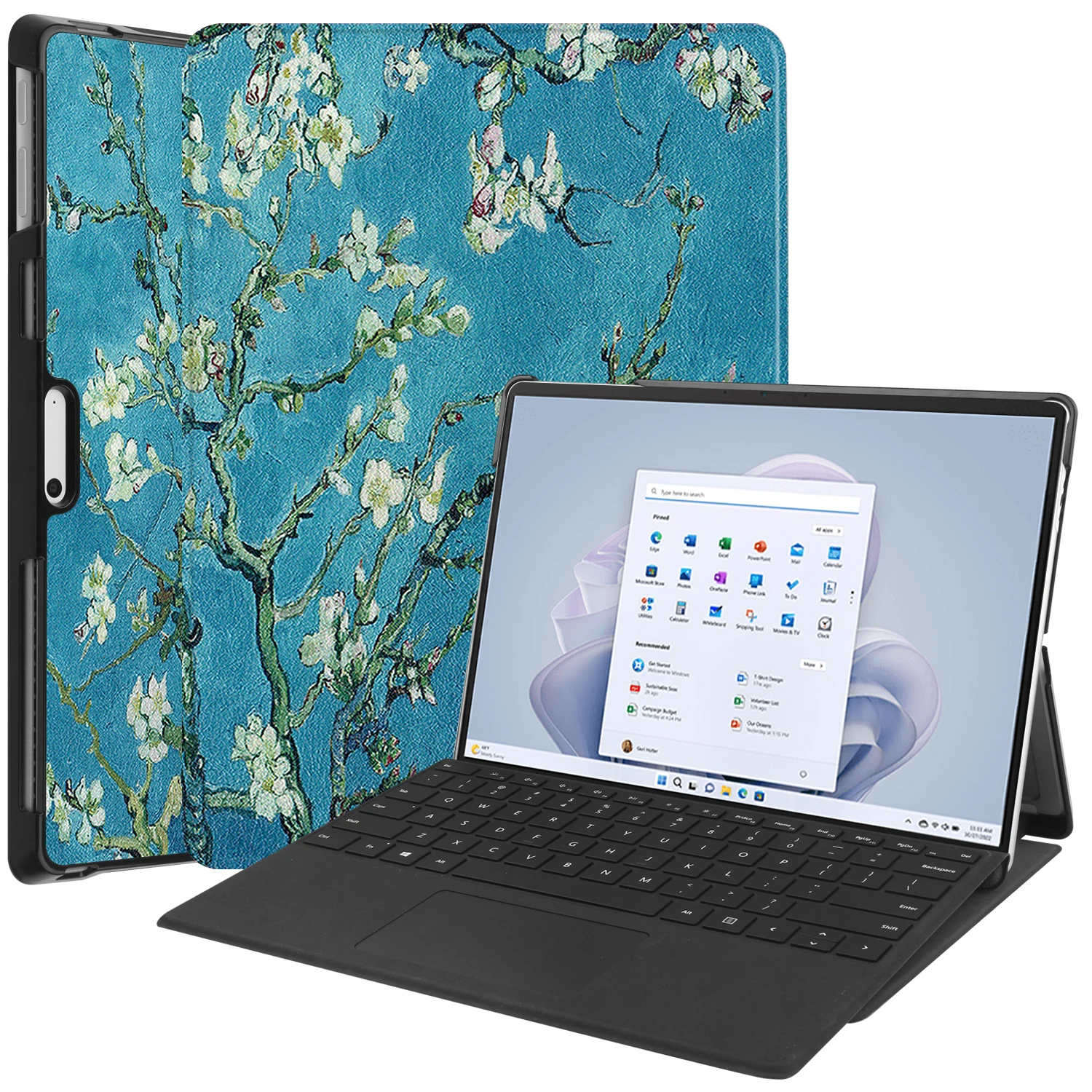 Premium Leather Flip Stand Case for 13-Inch Tablets - Hard PC Back Cover