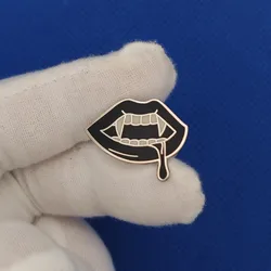 Spooky Vampire Fangs Enamel Lapel Pin - Cute Halloween Gift Jewelry (1)
