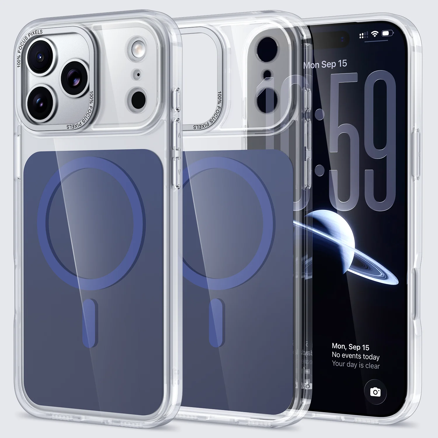 Official Clear Magnetic Phone Case with Metal Lens Protector - Shockproof Cover
