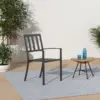 PHI VILLA Wrought Iron Patio Dining Chairs Portable Black Set of 4 Stackable Indoor Outdoor Bistro Deck Metal Support 300 Lbs 2