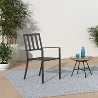 PHI VILLA Wrought Iron Patio Dining Chairs Portable Black Set of 4 Stackable Indoor Outdoor Bistro Deck Metal Support 300 Lbs 2