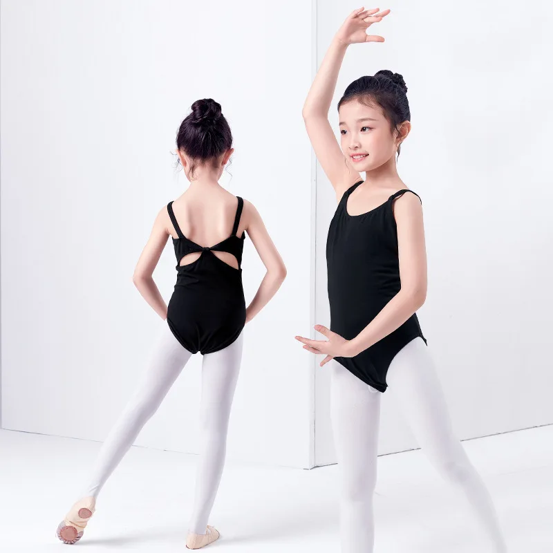 

1pcs/lot children cotton solid ballet dancing leotard girl training dancing ballet backless costumes