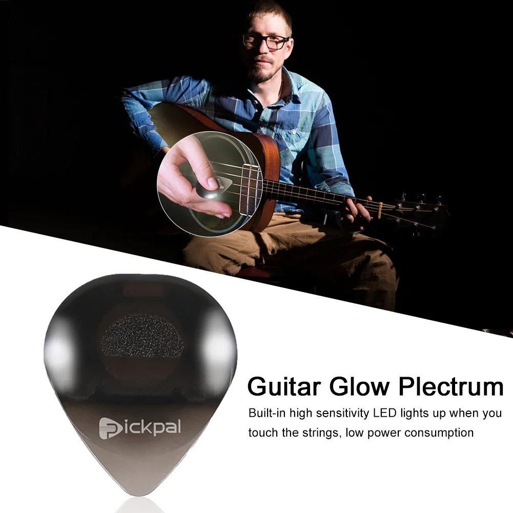 LED Luminous Guitar Pick ABS Electric Guitar Pick with High-Sensitivity LED Light Non-Slip for Bass Electric Guitarists
