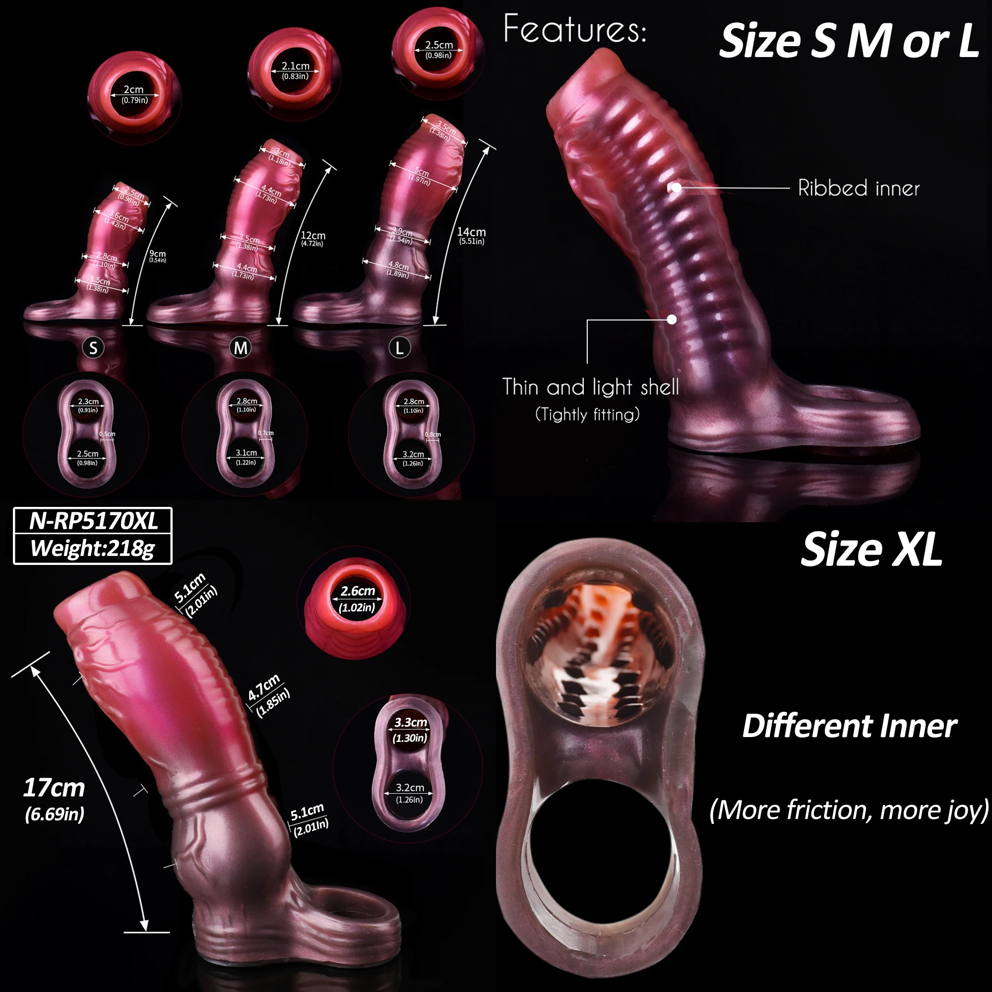 Fantasy Girth Extension Extra Large Dildo Sheath Silicone Ring Penis Sleeve  Toys | eBay