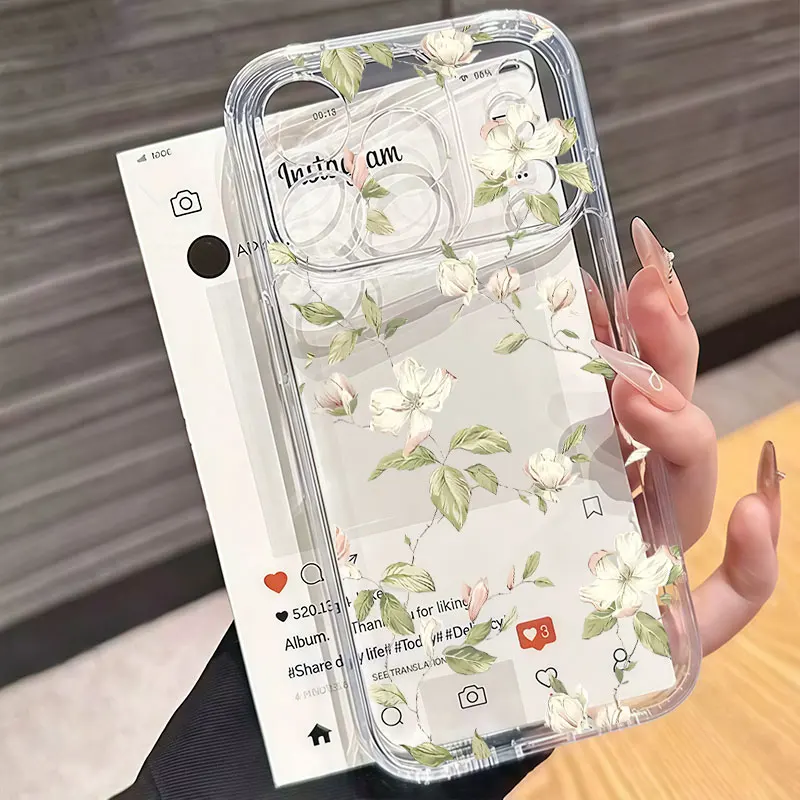 Trendy Leaves Flower Clear TPU Phone Case