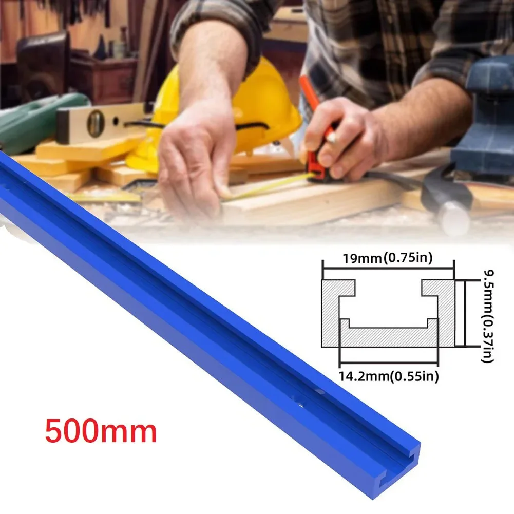 1pc T-Slot Track 500mm Blue Double-Cut T-Track T-Slot Miter Track Aluminum Alloy For Router Table Power Tools Accessories
