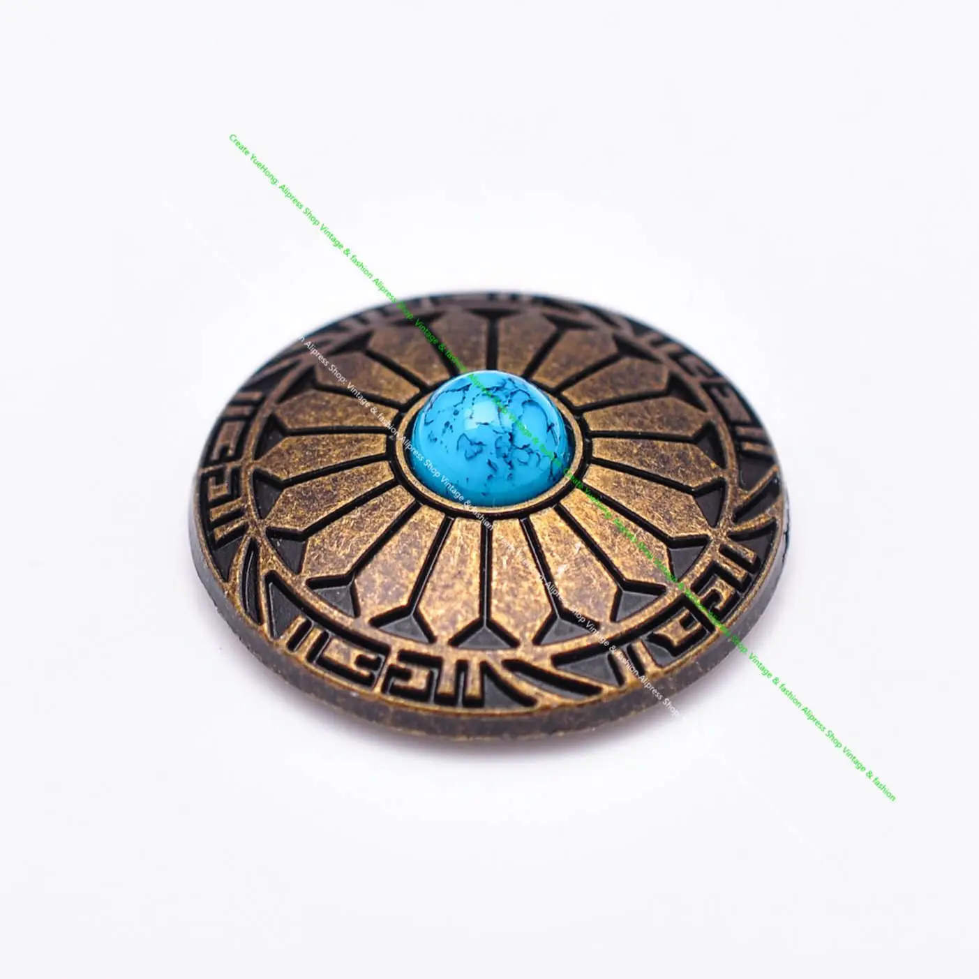 

10pcs 30mm Antique Brass Sun Flower Sky Blue Turquoise Leathercraft Western Belt Wallet Case Leather Bag Concho Screwback