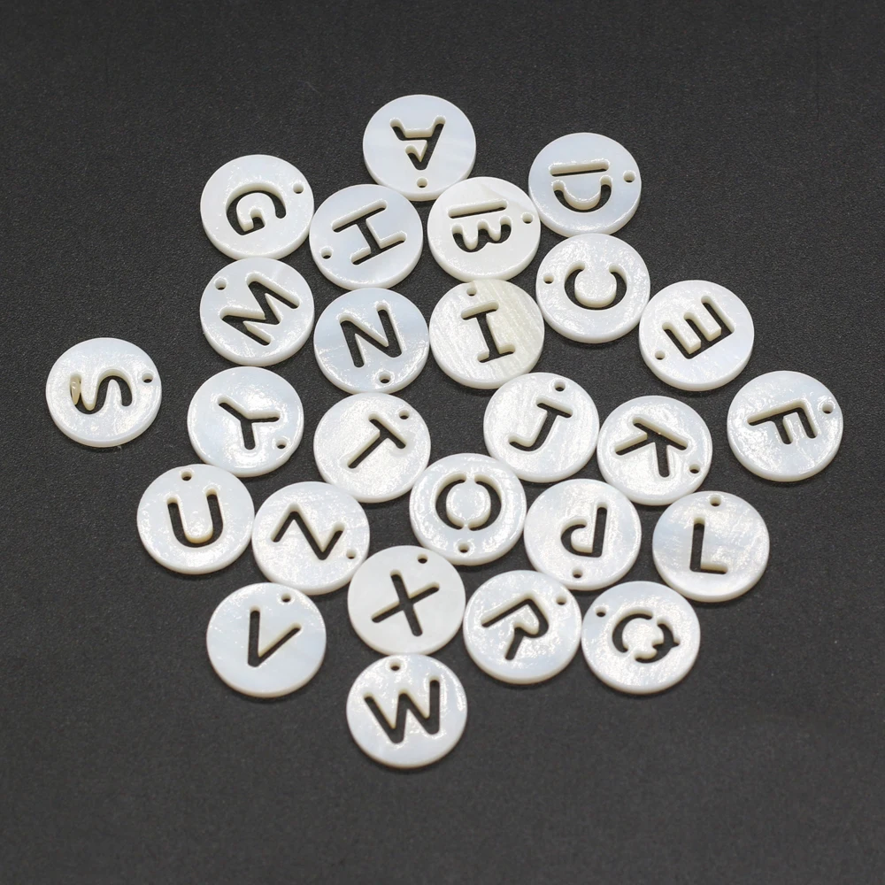 50PCS Natural White Shell A-Z Shaped Letter Beads with Loose Spacing Beaded Jewelry Making Necklaces Earrings Accessories