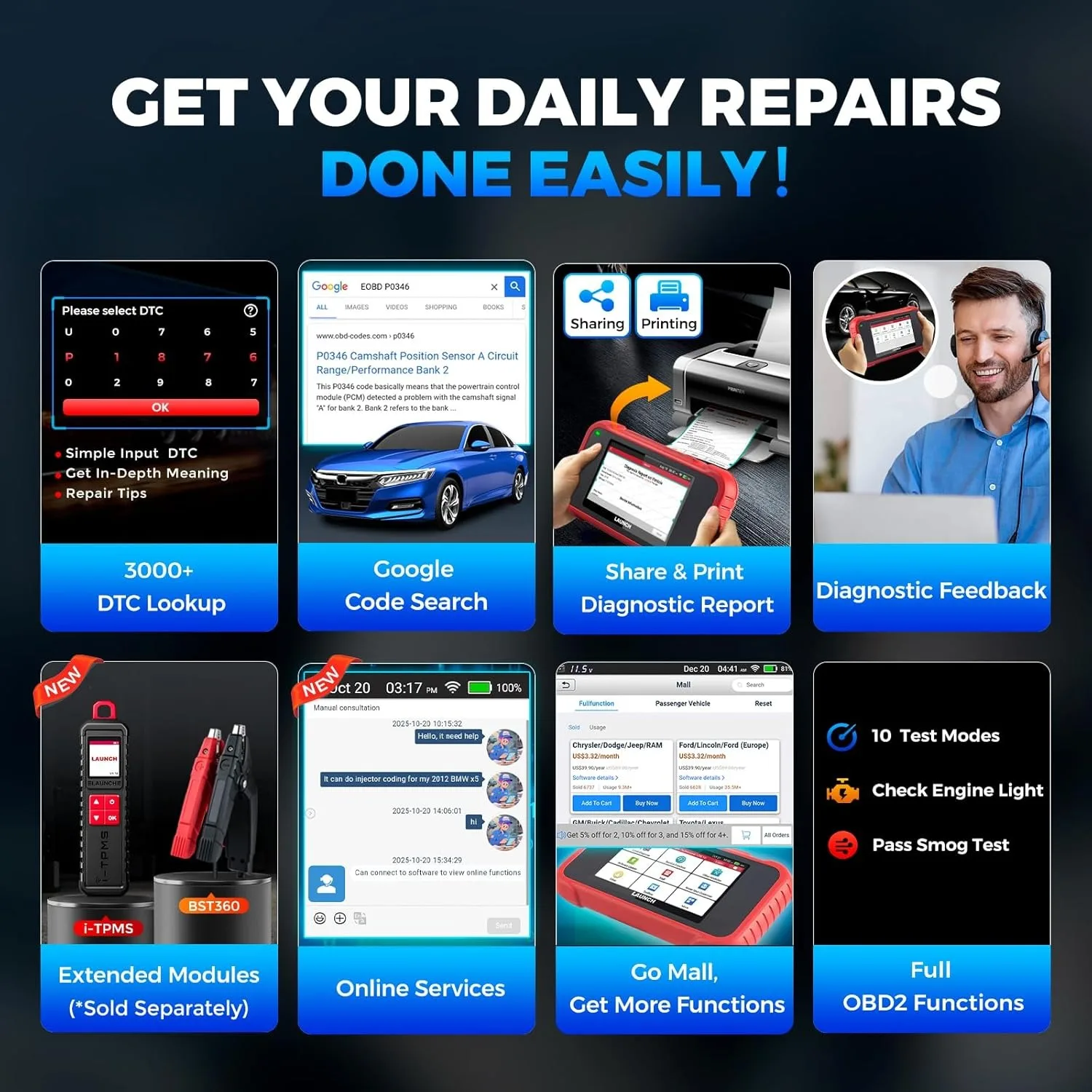LAUNCH Creader CRP129E V3.0 Deutscher OBD2-Scanner ENG ABS SRS AT 4 System DPF TPMS SAS Öl 12 Reset Fahrzeugdiagnosegerät CAN FD DOIP-Erweiterung – Detail 14