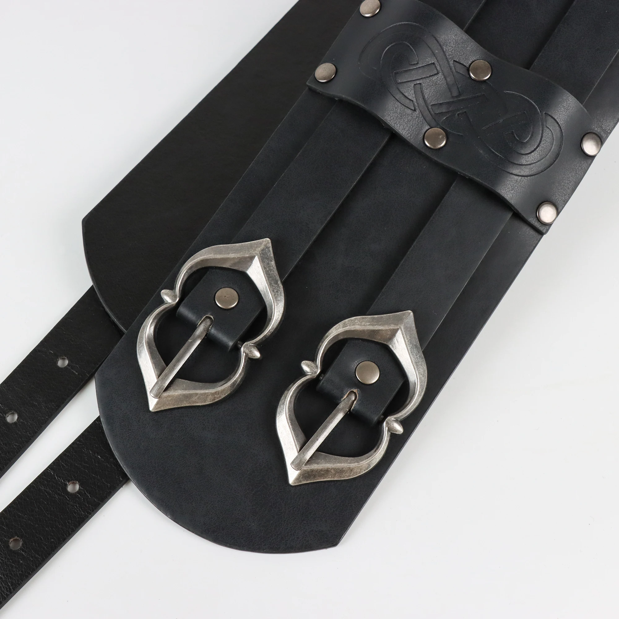 Vintage Viking Wide Belt Medieval Faux Leather Armor Belt Knight Corset LARP Halloween Costume Accessories Leather Belt Halloween Costume Prop