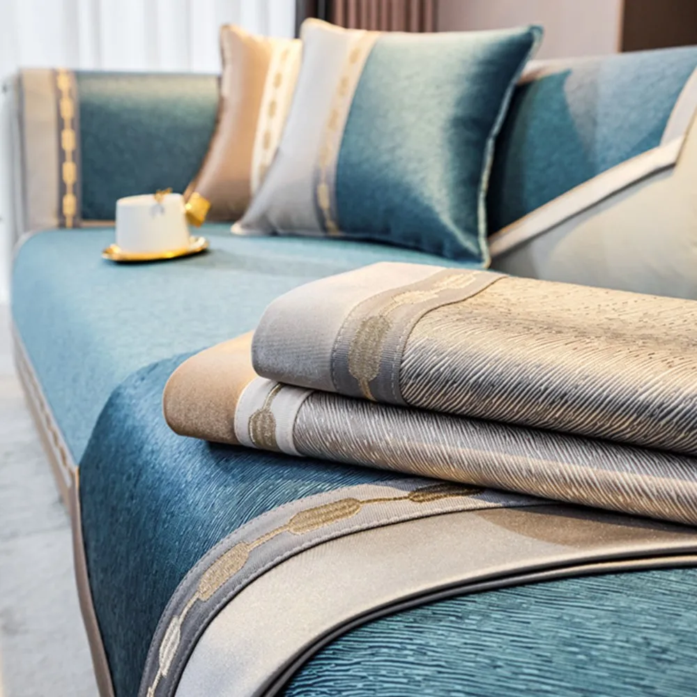 

2024 New Gold Edge Sofa Cushion Cover Fabric Seat Cushion Household Modern Simple Non Slip Sofa Towel Universal Four Seasons