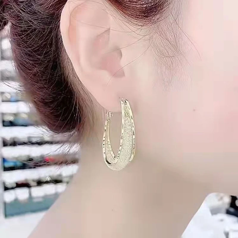 

Fashion Woven Mesh Hoop Earrings For Women Wedding Party Anniversary Gift Jewelry