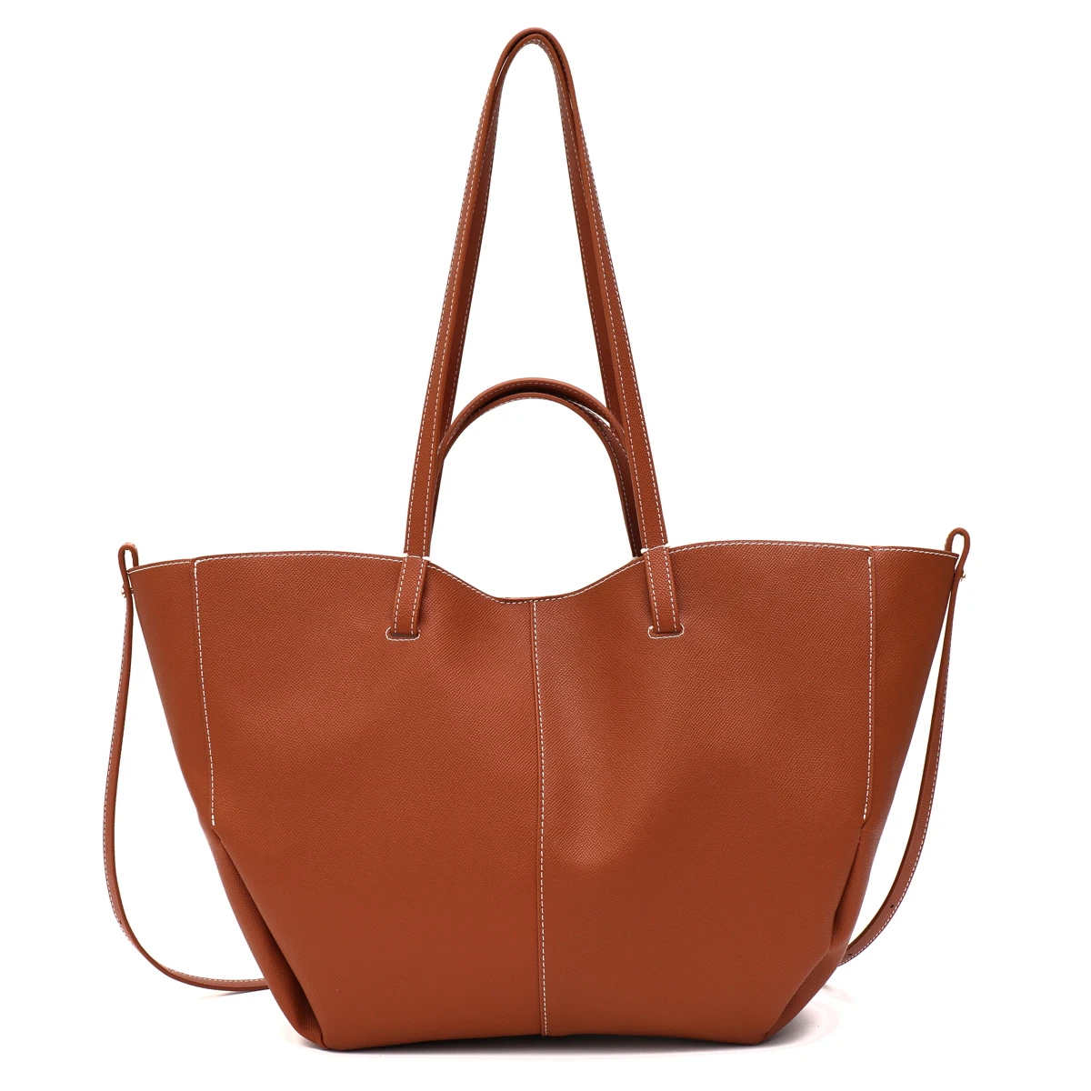 Chic Vegan Leather Tote Handbag: Large Capacity Shoulder Bag & Purse