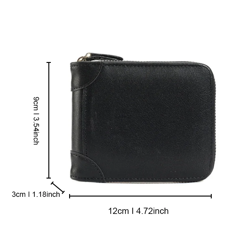 Men Zipper Wallet Money Bag Fashion Multifunctional PU Soft Leather Wallet Card Holder with Hasp Coin Pocket Purse Multi-card 5