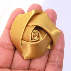 Set of 10 Large Rose Fabric Flowers for Creative DIY Accessories and Decorations (Gold)