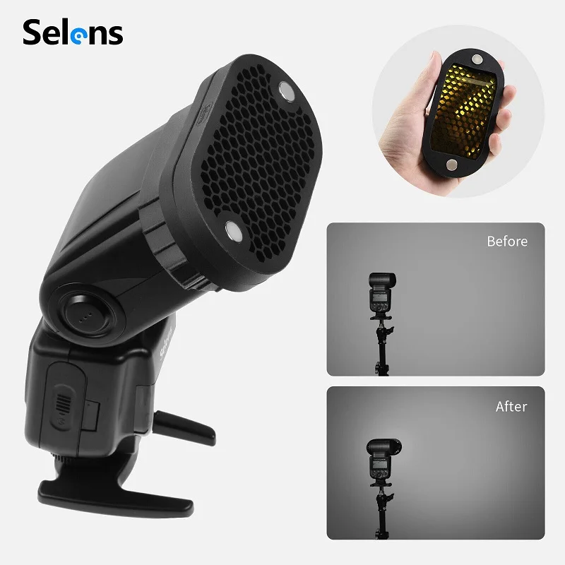 Description Picture 6 of itemSelens 7Pcs Photo Studio Kits Flash Speedlight Honeycomb Grid Diffuser Reflector With Magnetic Gel Band photography Accessories