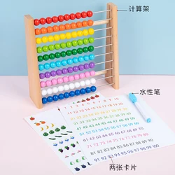 Abacus con 1 bolígrafo y 2 tarjetas para niños, juguete clásico de madera para Aprendizaje de números en preescolar, matemáticas, juguete de desarrollo, cuentas de madera