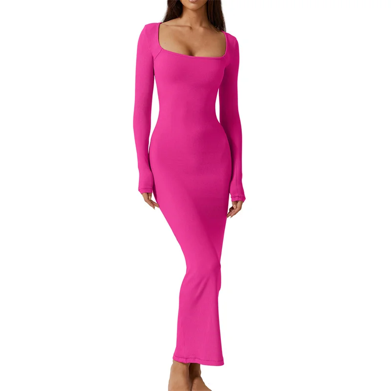 y2k Bodycon Dress Women Going Out Solid Color Square Neck Long Sleeve Dresses Sexy Evening Party Dresses Clubwear 21 y2k Bodycon Dress Women Going Out Solid Color Square Neck Long Sleeve Dresses Sexy Evening Party Dresses Clubwear