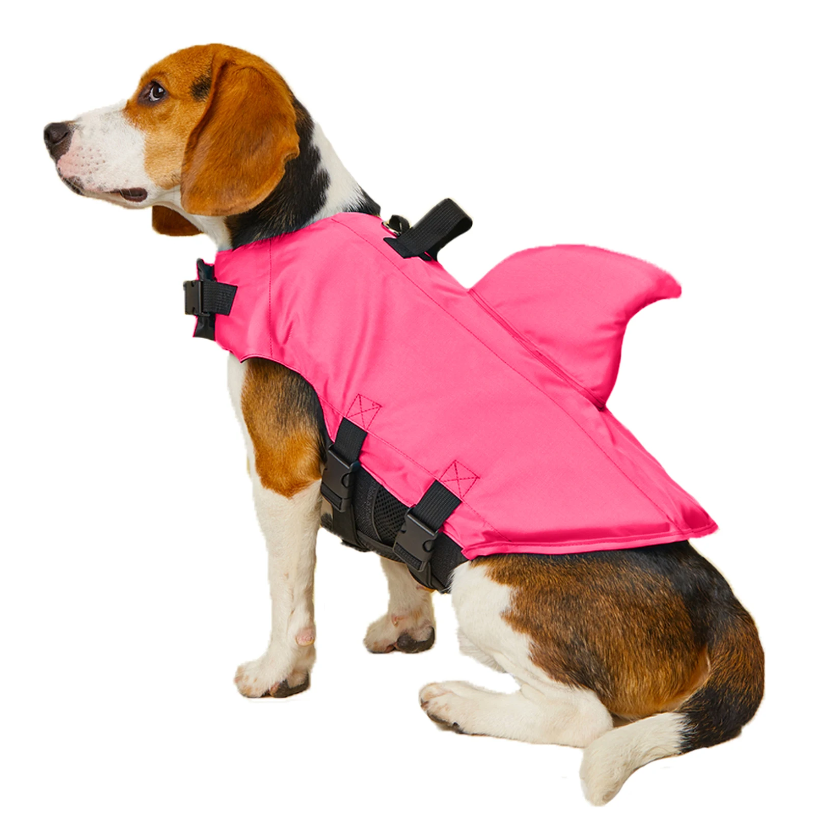 Enhanced Buoyancy Shark Dog Life Jacket with Handle for Swimming and Surfing Safety