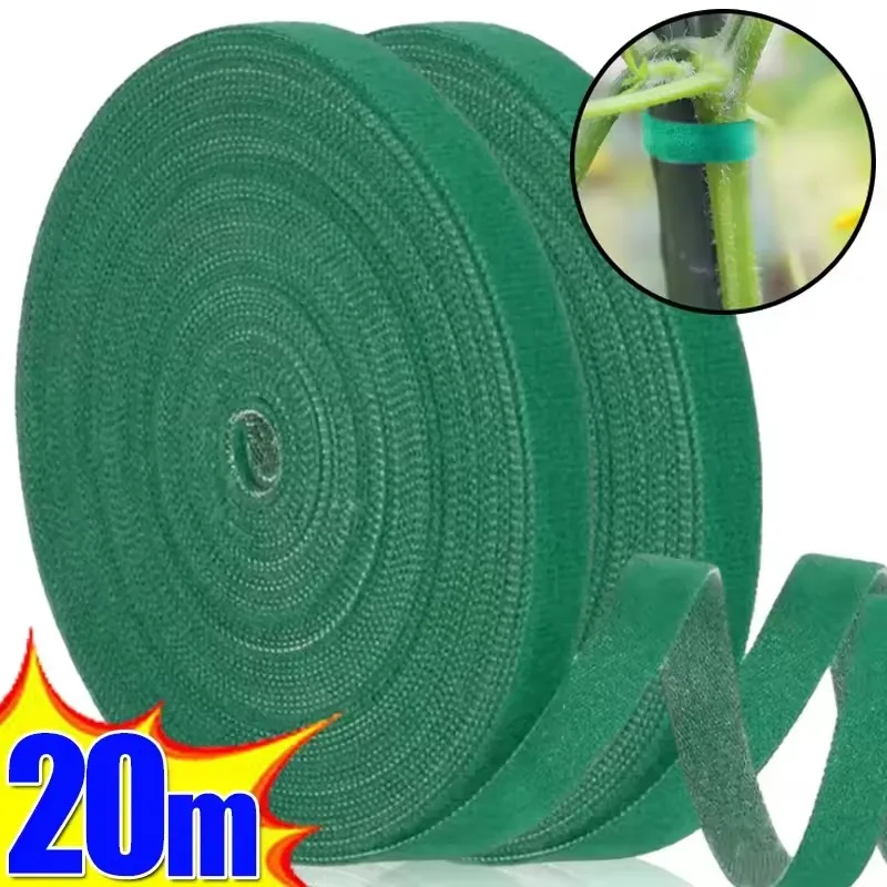 20/2 m Nylon-Pflanzenbinder, Pflanzenverband, Hakenschlaufe, verstellbare Pflanzenunterstützung, wiederverwendbares Verschlussband für Hausgarten-Zubehör