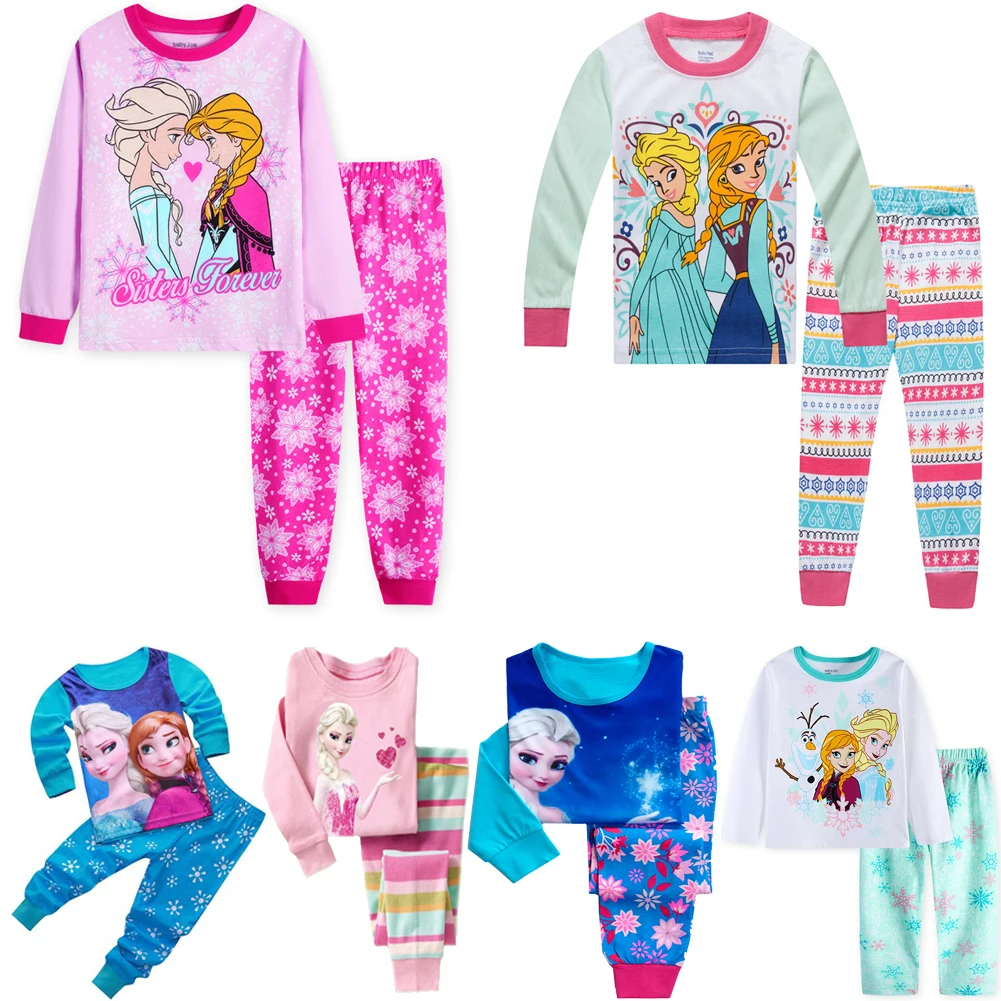 Kids Pajamas Set New Spring Autumn Children's Clothing Sets girl Sleepwear Clothes Baby Girls Cotton Frozen Anna Cartoon Pyjamas