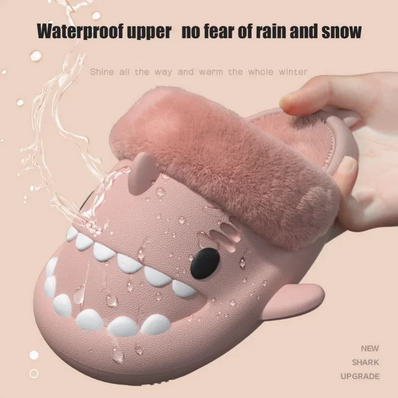 

shark slip Shark Slippers Women Shark Clapper Soft Non Slip winter shoes warm anti-slip home Flat Fluffy Thermal plush Soft