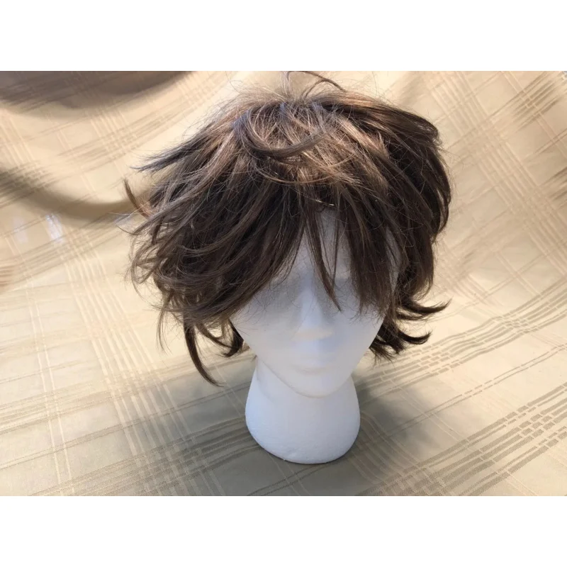 빈티지 아데란 브루넷 짧은 머리 밥 가발 헤어피스 100% 모다크릴 섬유