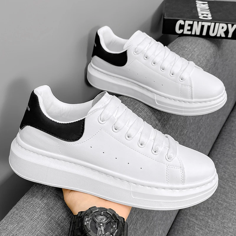 Man Sneakers 2023 New Casual Genuine Leather Men Platform Sneakers Anti