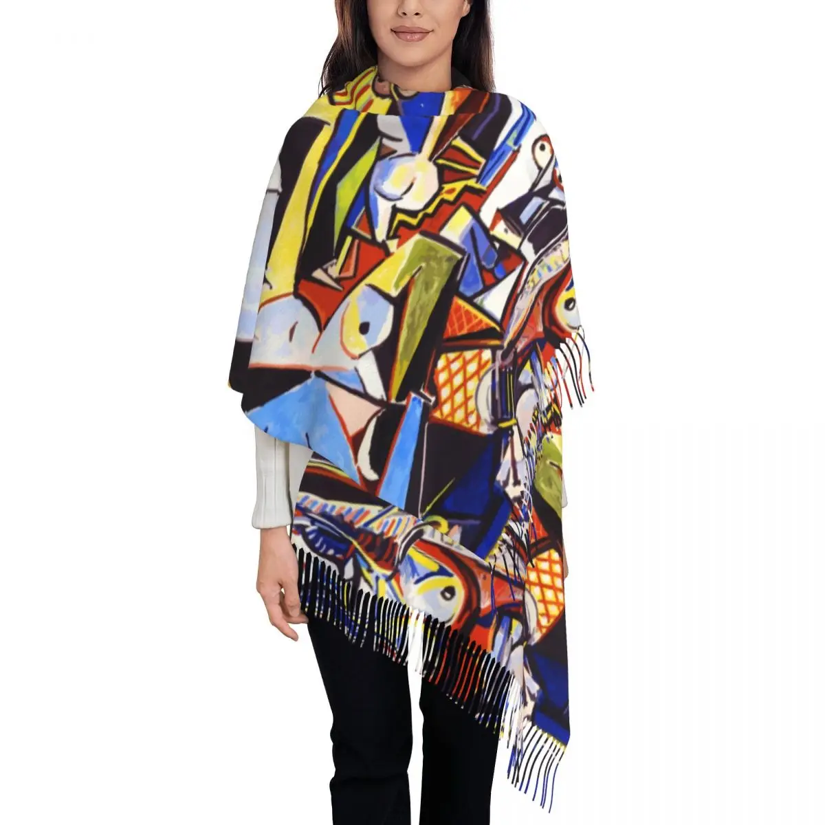 

Ladies Long Pablo Picasso The Women Of Algiers Scarves Women Winter Fall Thick Warm Tassel Shawl Wrap Les Femmes d'Alger Scarf