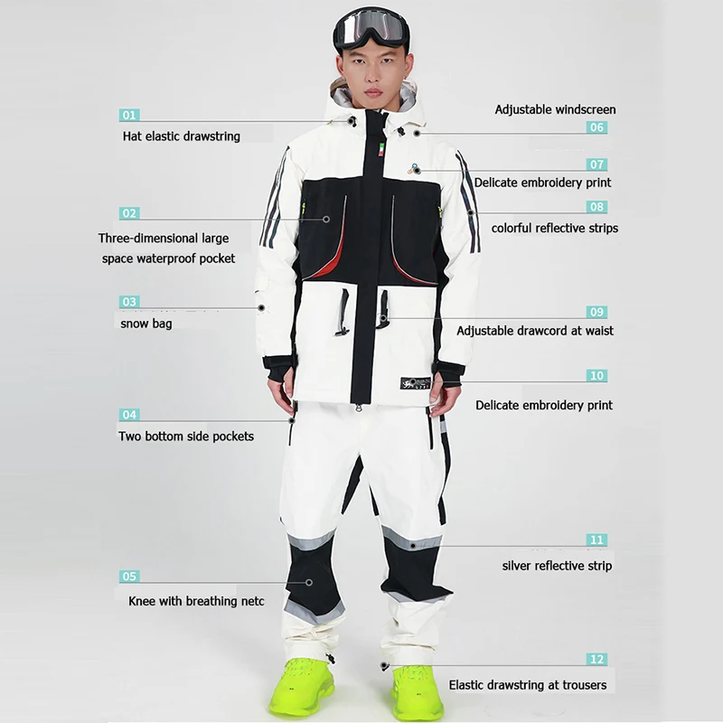 LTVT-Windproof and Waterproof Ski Suit for Women and Men, Warm Clothing, Skiing and Snowboarding Suit, Winter Jackets, New 4