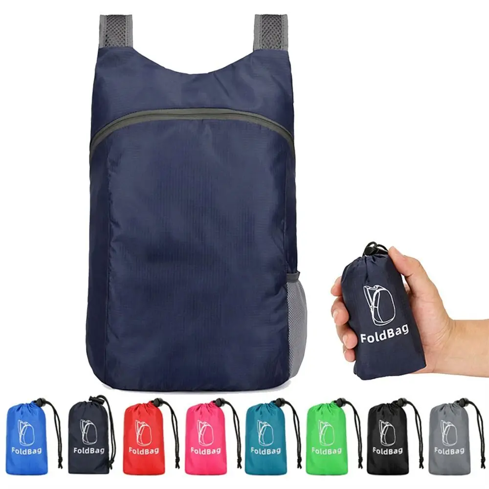 

with Drawstring Storage Bags Foldable Backpack Large Capacity School Bag Lightweight Nylon Bag Zipper Shoulders Bag Hiking