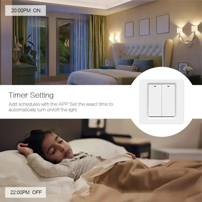 TuySmart WiFi 라이트 스위치 벽면 푸시 버튼 1/2 웨이 Google 홈 Alexa Assistant SmartThings APP 무선 제어와 호환 가능