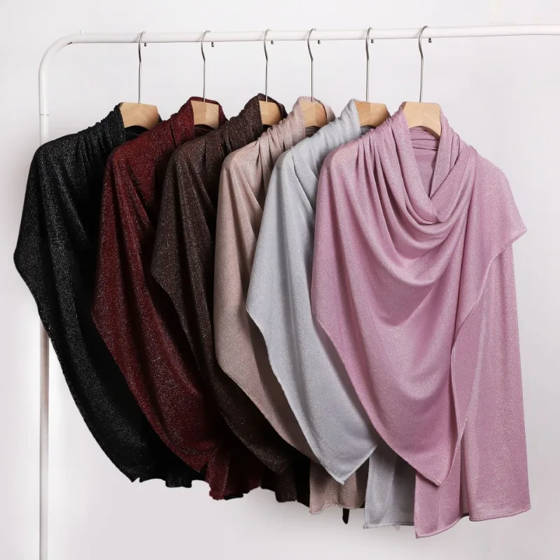 Fashion Hijabs For Women Scarf Turban Wrap New Bubble Satin Handmade Sticky Flower Boat Anchor Long Towel Gauze Muslim Headscarf