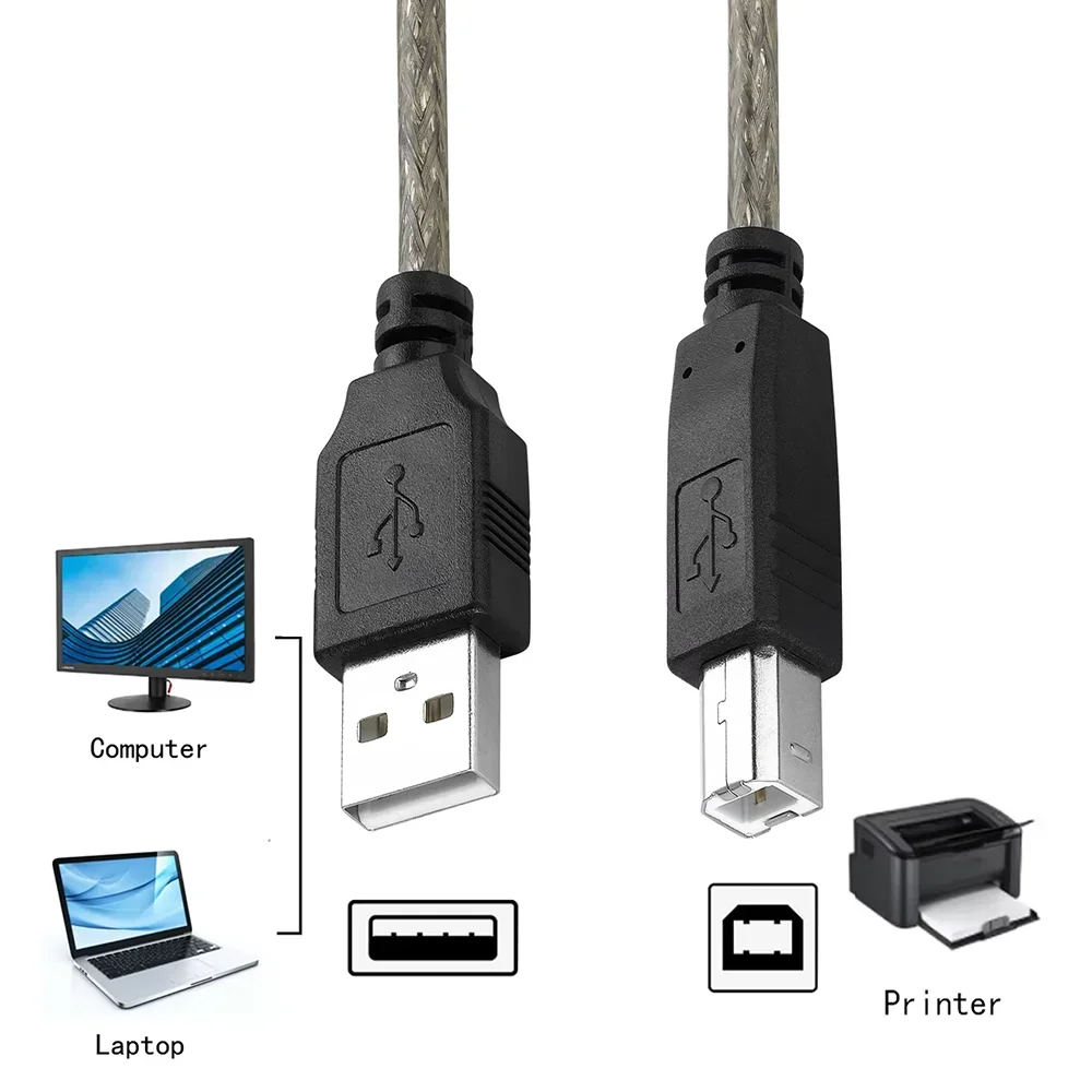 USB 2.0 A-B 확장 패시브 케이블 10M 15M 활성 케이블(칩 포함) 노트북 PC 프린터 스캐너용 고속 데이터 전송