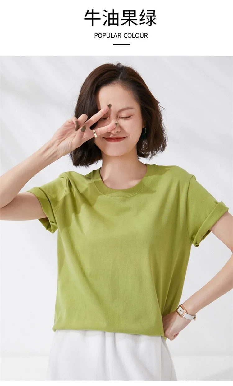 Women T-shirts 2024 Summer Tops Solid Short Sleeve Loose O-neck 100% Cotton Casual Ladies Shirts Harajuku Korean Woman Tshirts