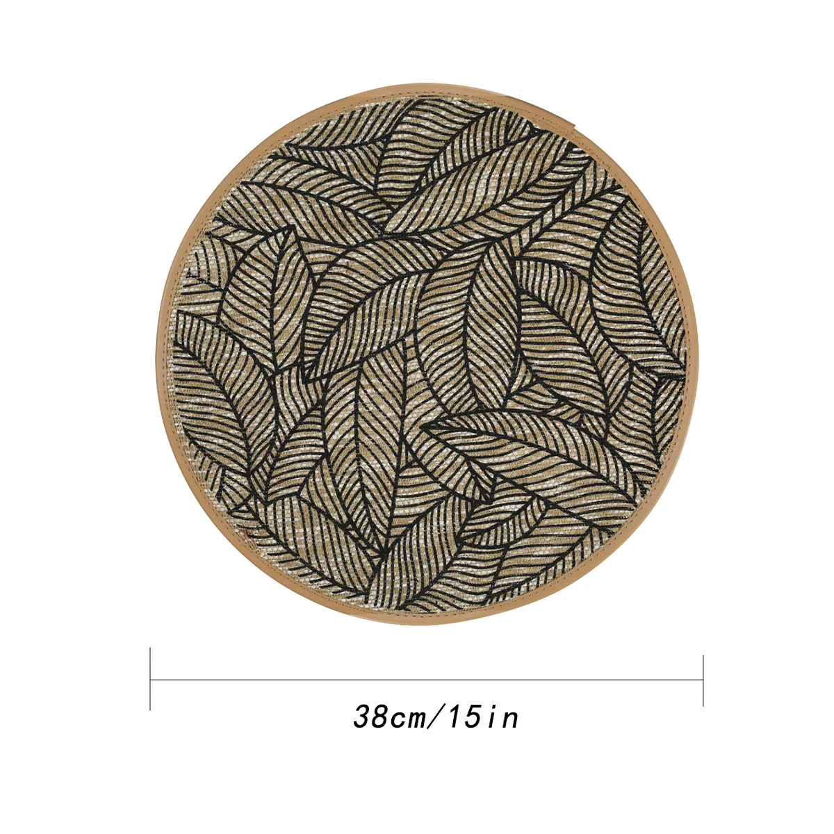 2/4/6/8pcs Bohemian Jute Printed Placemats with Faux Leather Edges, Heat Insulation Mats, Decorative Mats - 5