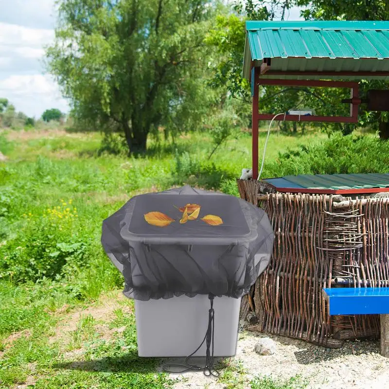 Water Barrel Screen Water Barrel Filter Black Soft Leaf Guard Rain Tank Mesh Cover With Drawstring For Yard Diameter 37.4in